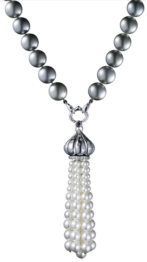 Ожерелье "Донна": белое золото, жемчуг, бриллианты