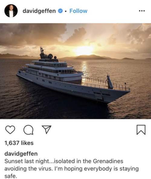 Миллиардер Дэвид Геффен ?самоизолируется? на своей мега-яхте в Карибском море