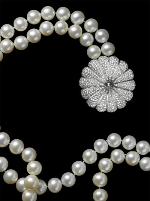 Ожерелье "Донна": Белое золото, бриллианты, жемчуг